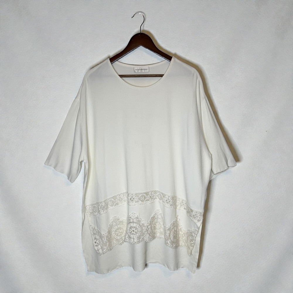Faith Connexion Crepe Lace Top Boho Resort Wear Tunic Blouse size S